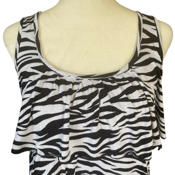Vous Couture black and white zebra print sleeveless stretchy layered top small - Picture 5 of 7